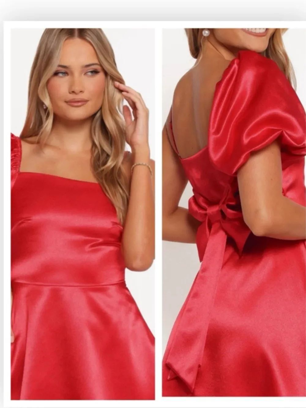 Petal & Pup Brexley Asymmetric Sleeve Satin Minidress $109